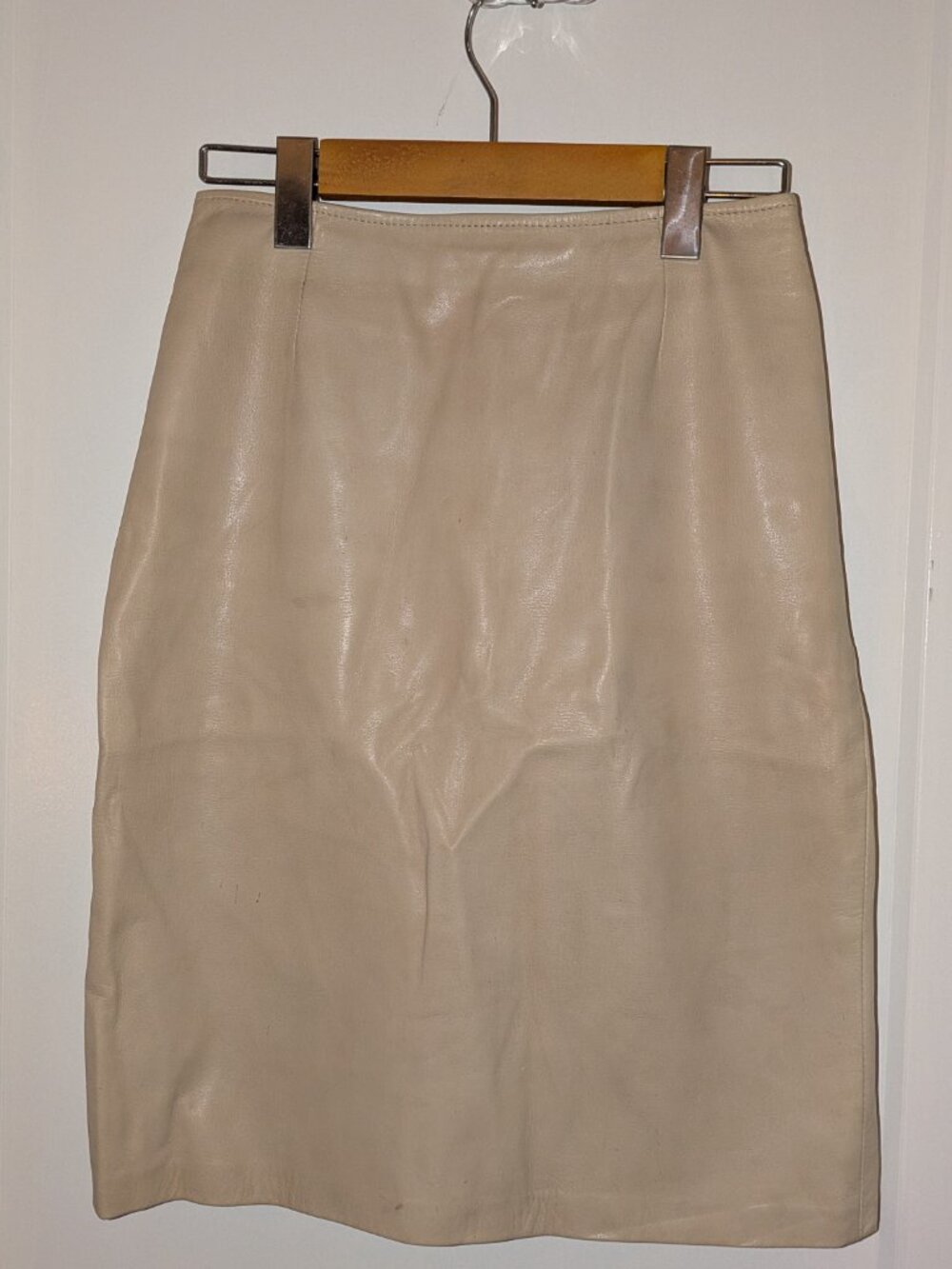 Danier Tan leather pencil skirt